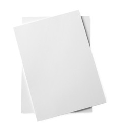 Photo of Stack of paper sheets on white background, top view