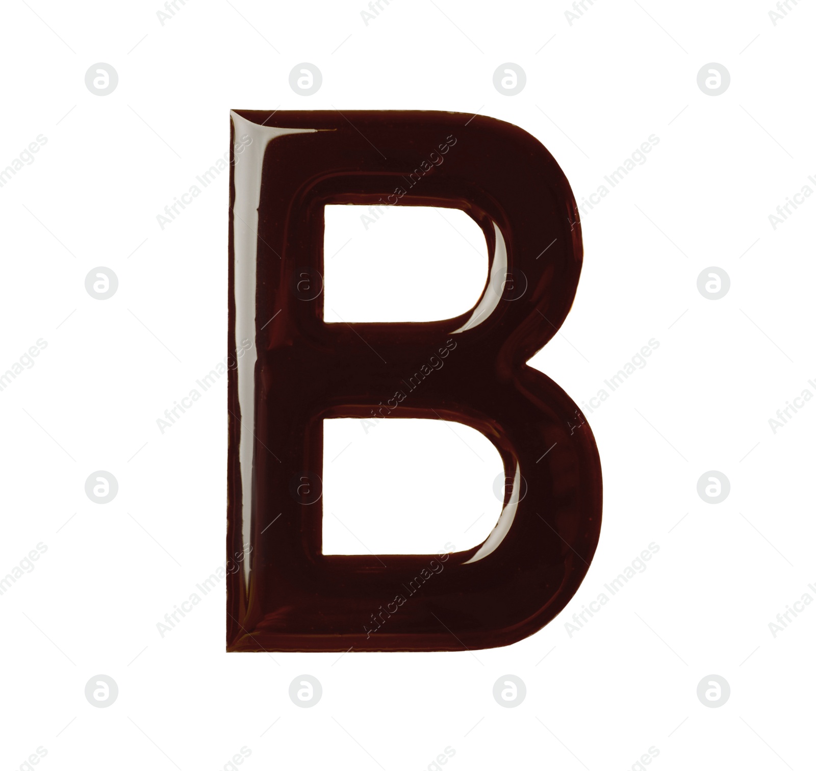 Photo of Letter B made of chocolate on white background