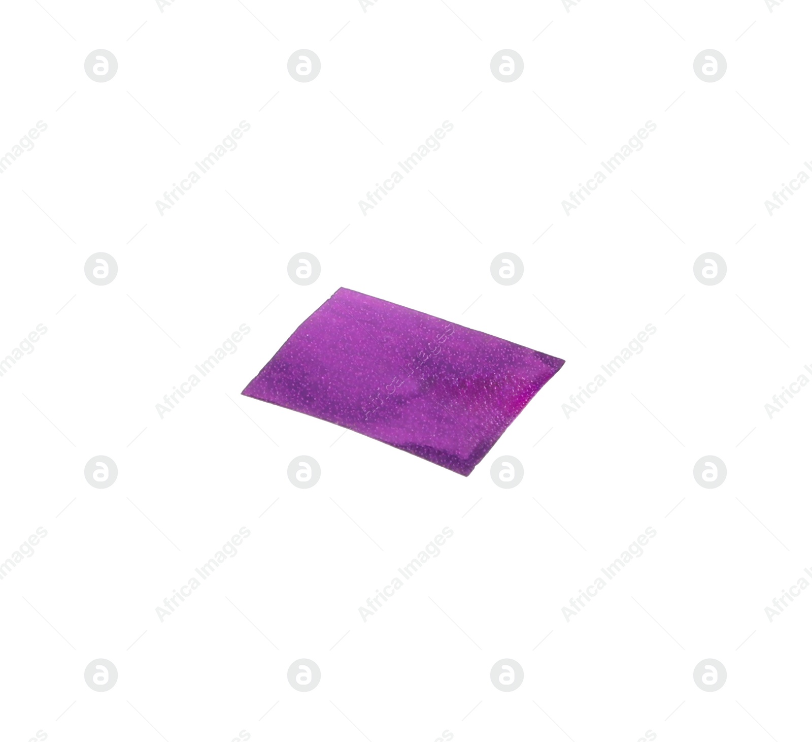 Photo of Piece of purple confetti isolated on white