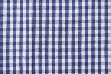 Photo of Blue checkered tablecloth as background, top view