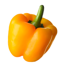Photo of Ripe yellow bell pepper isolated on white