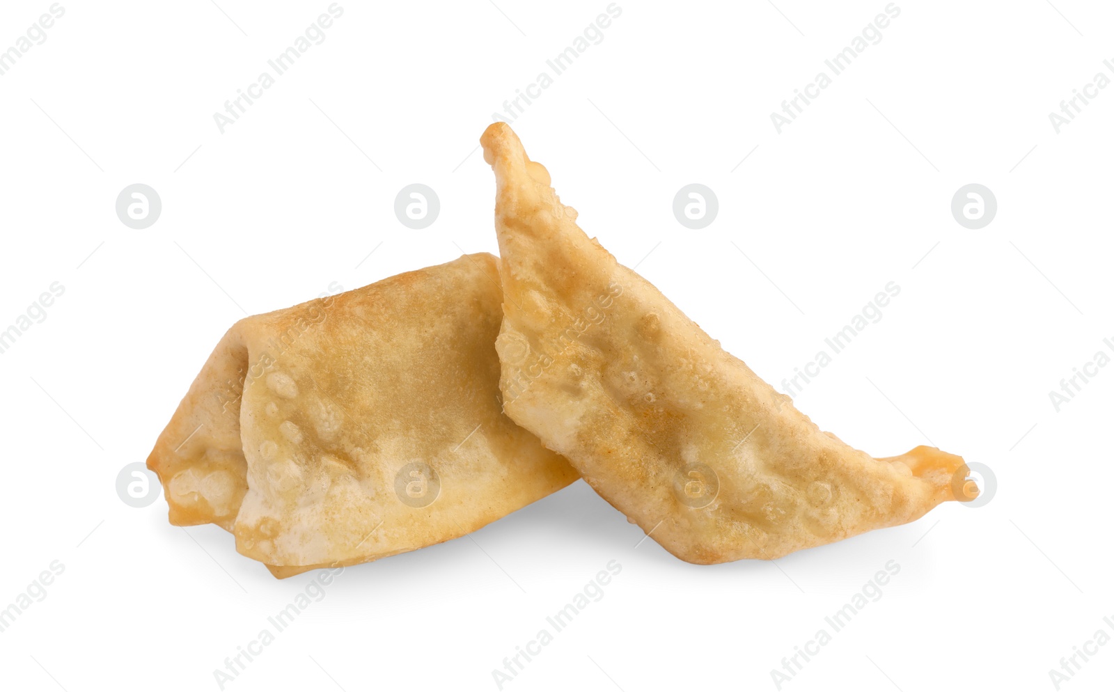 Photo of Delicious gyoza (asian dumplings) isolated on white