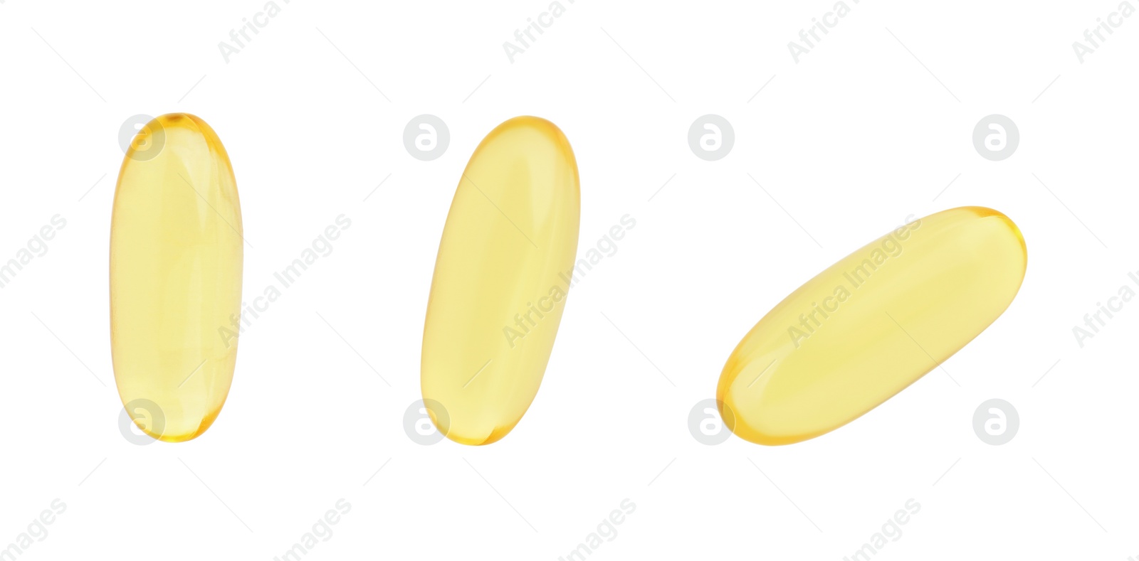 Image of Collage of vitamin pills isolated on white