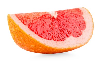 Cut ripe grapefruit isolated on white. Citrus fruit