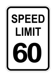 Traffic sign SPEED LIMIT 60 on white background, illustration