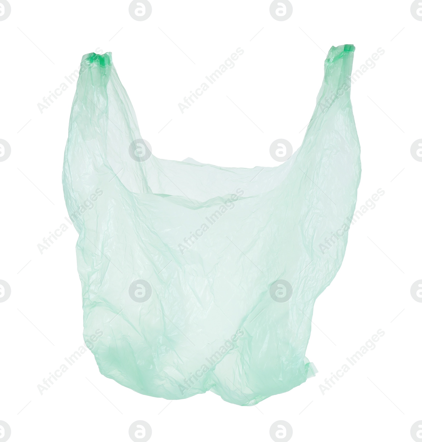 Photo of One light green plastic bag isolated on white