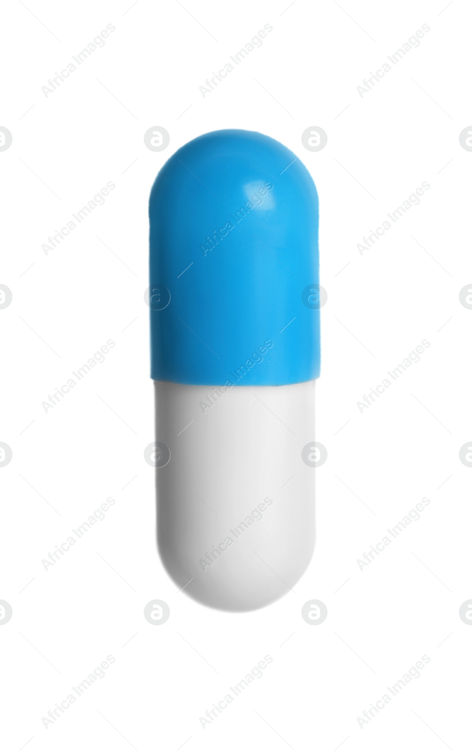 Photo of One pill isolated on white. Medicinal treatment