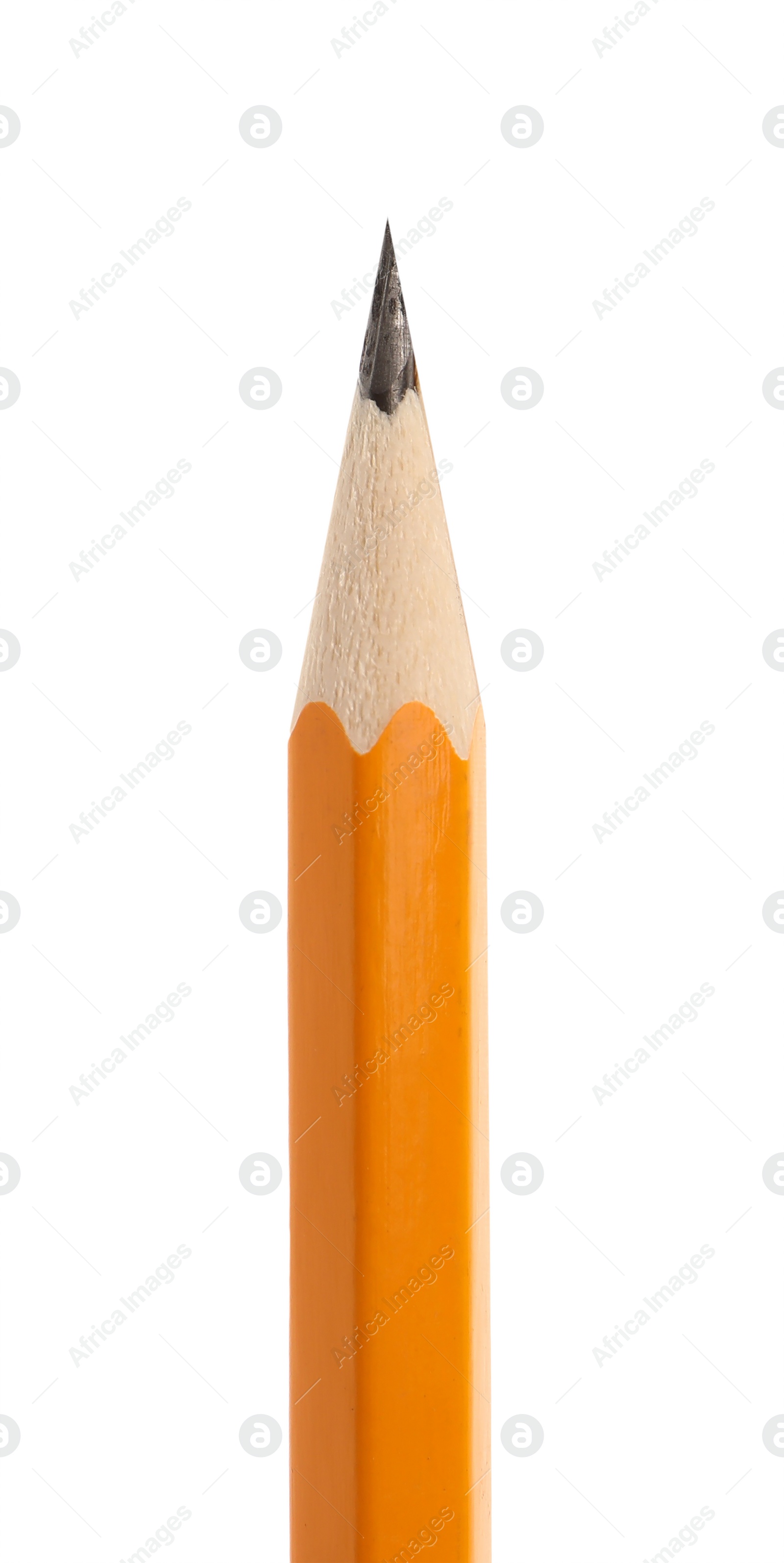 Photo of Graphite pencil isolated on white, closeup. School stationery