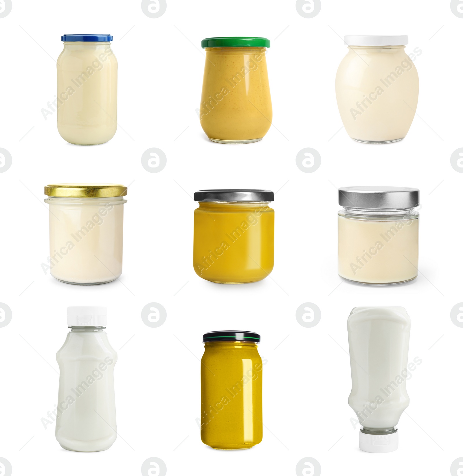 Image of Different delicious sauces isolated on white, set