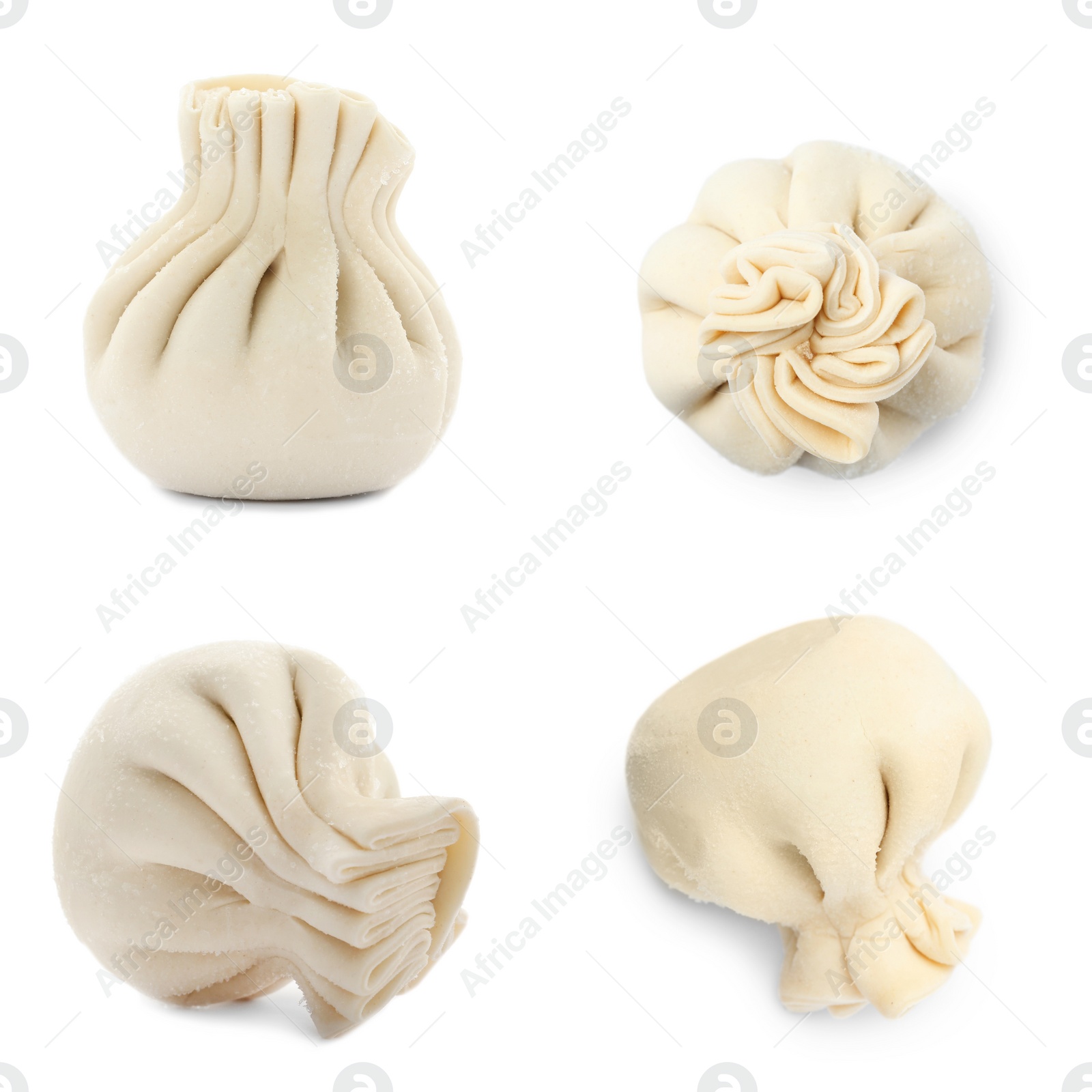 Image of Set of uncooked baozi dumplings isolated on white