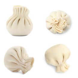 Image of Set of uncooked baozi dumplings isolated on white