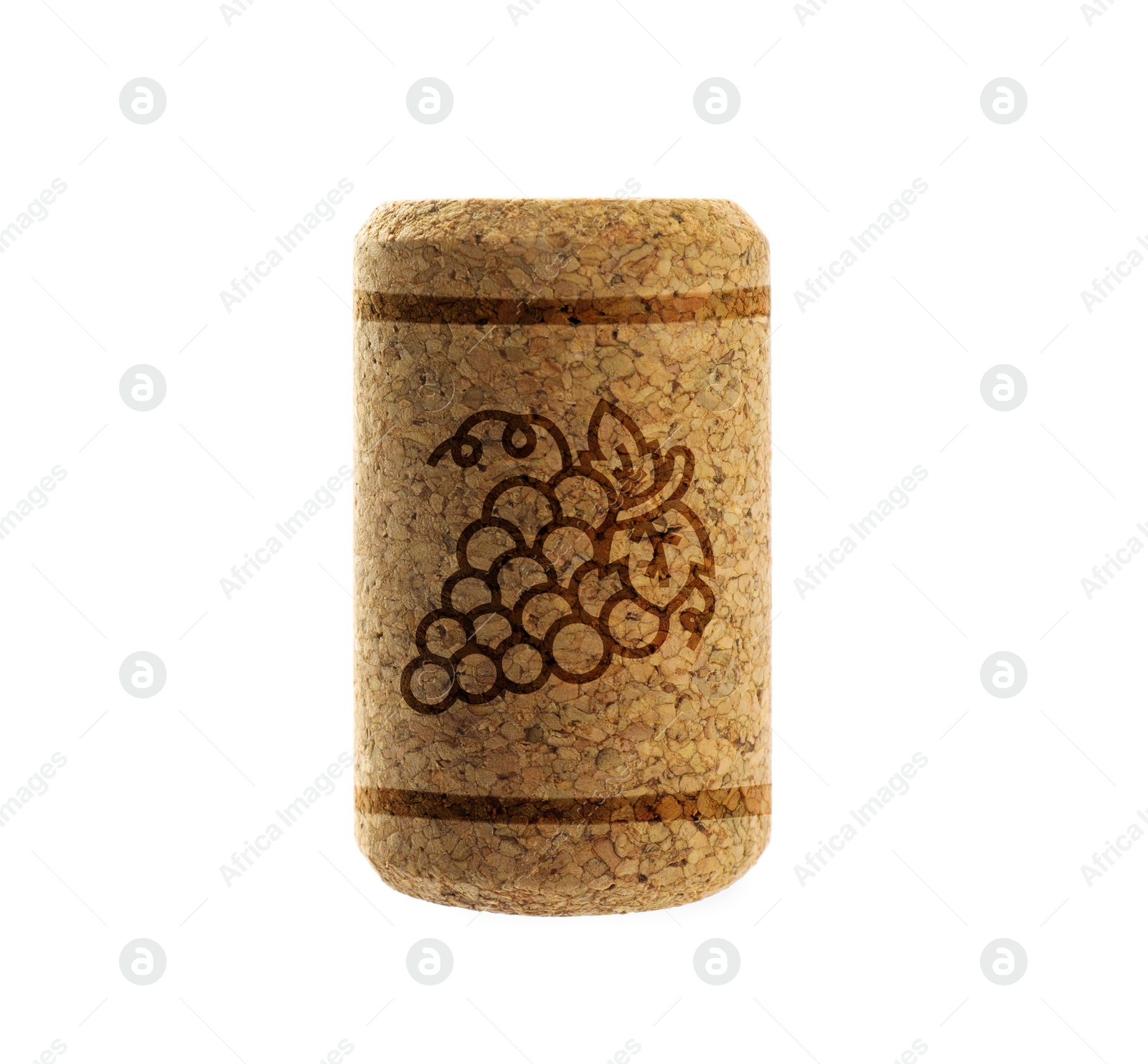 Image of Wine cork with grape image isolated on white