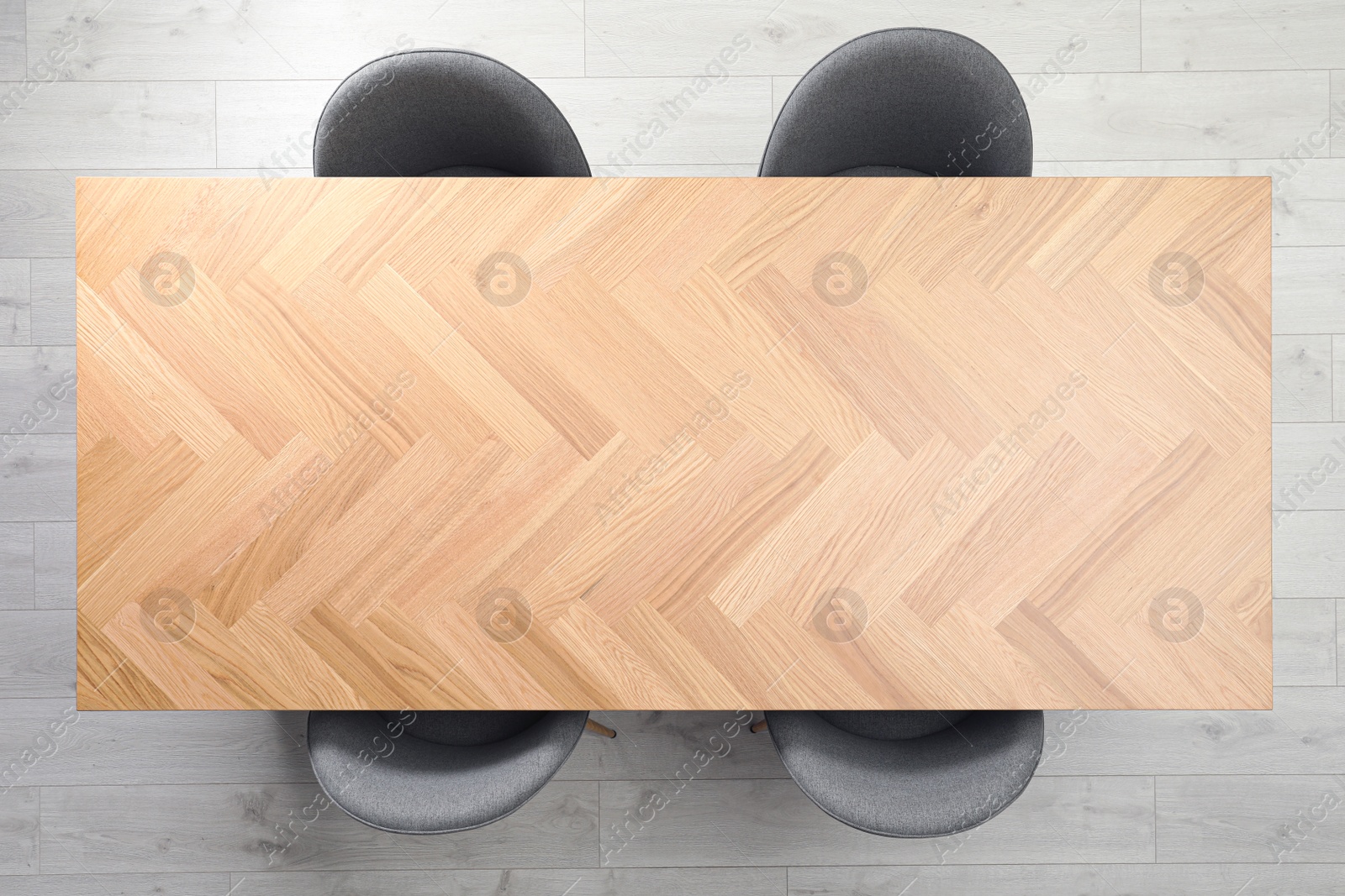 Photo of Modern office table with chairs, top view