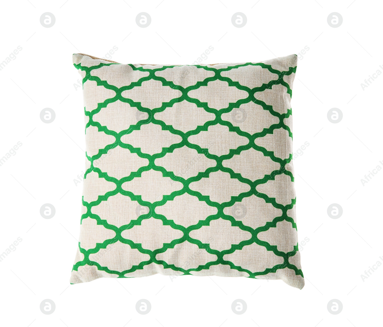 Photo of Soft decorative pillow on white background