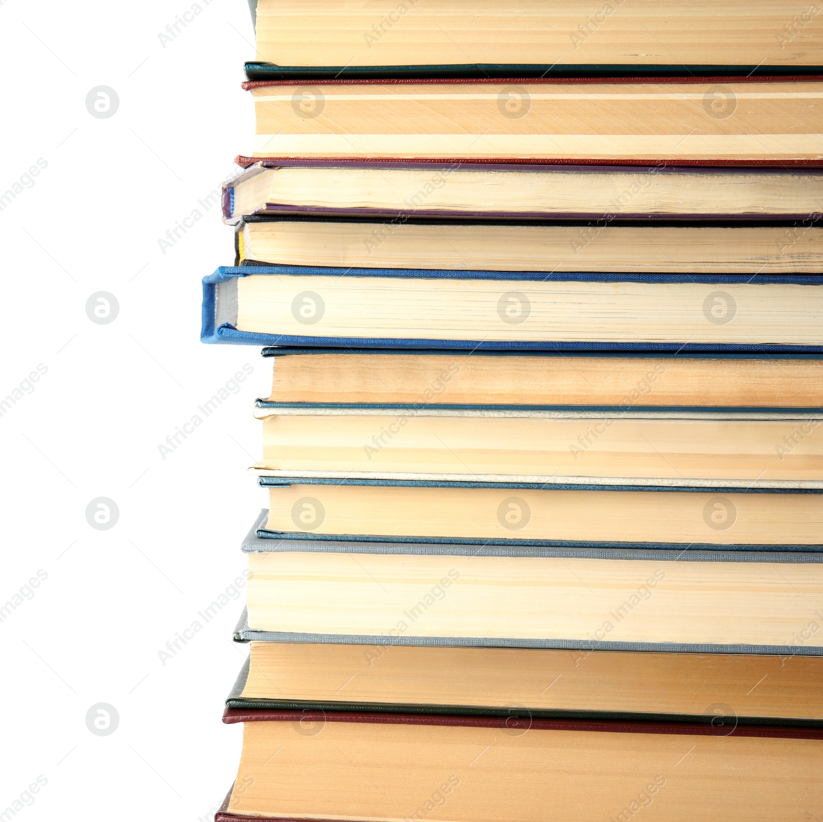 Photo of Stack of hardcover books on white background