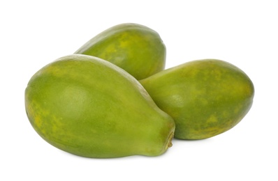 Photo of Fresh ripe papaya fruits on white background