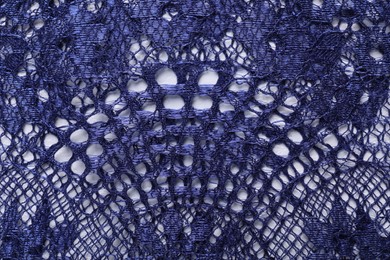 Photo of Beautiful blue lace as background, top view