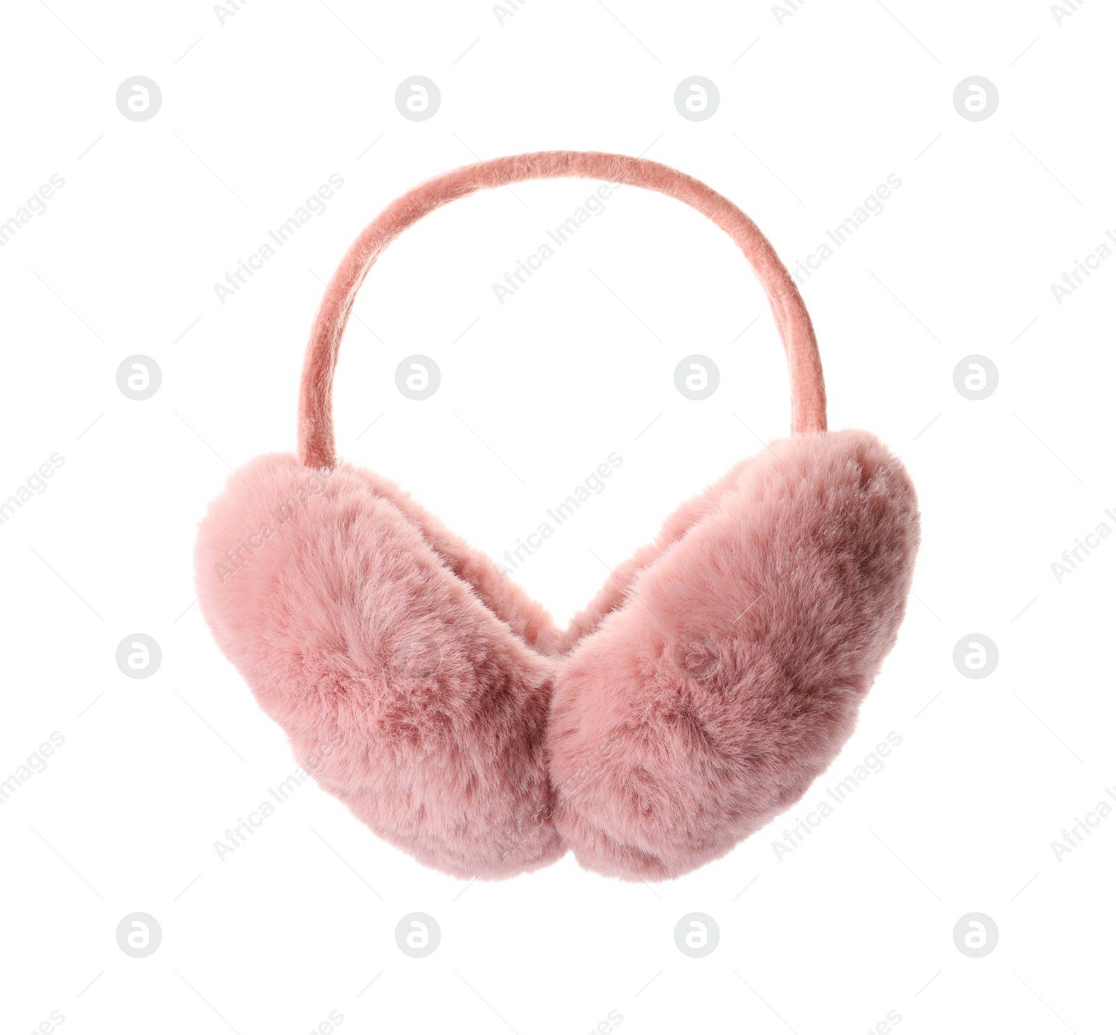 Photo of Stylish warm soft earmuffs isolated on white