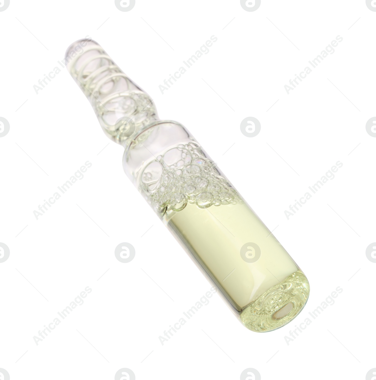 Photo of Glass ampoule with liquid isolated on white