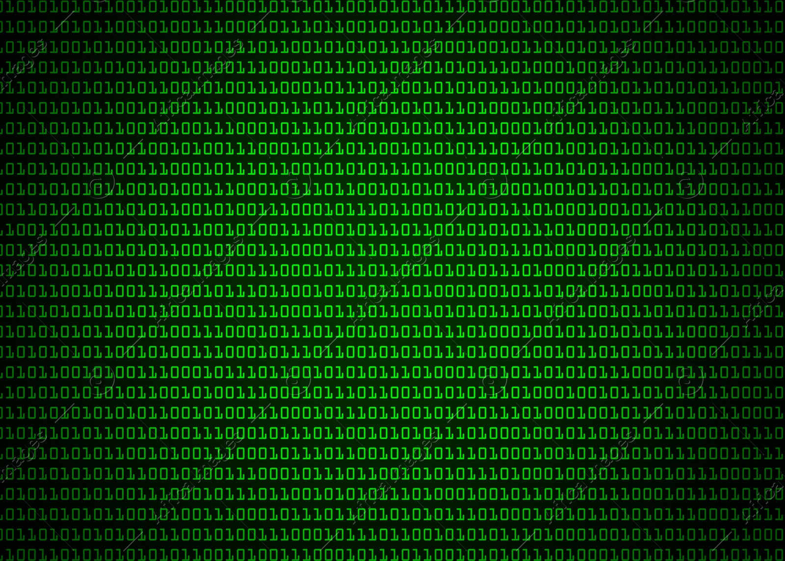 Illustration of Binary code. Numbers 1 and 0 on black background