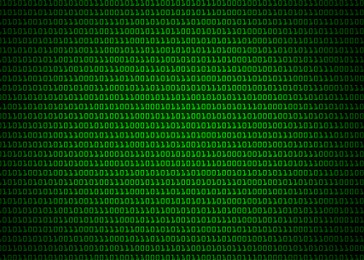 Binary code. Numbers 1 and 0 on black background
