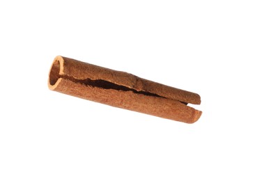 Photo of One aromatic cinnamon stick isolated on white