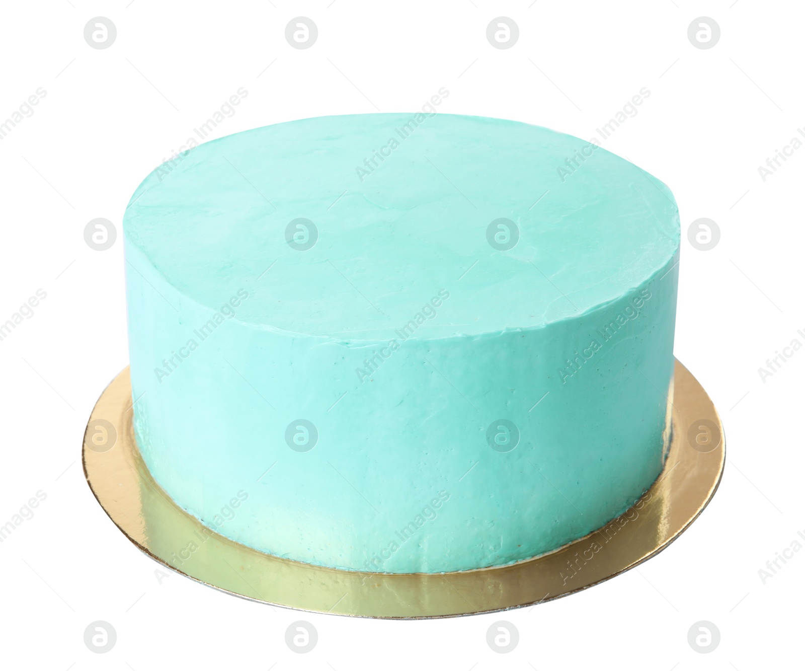 Photo of Fresh delicious birthday cake on white background