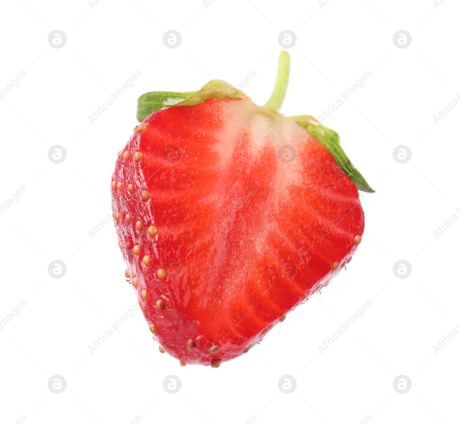 Photo of Piece of delicious ripe strawberry isolated on white