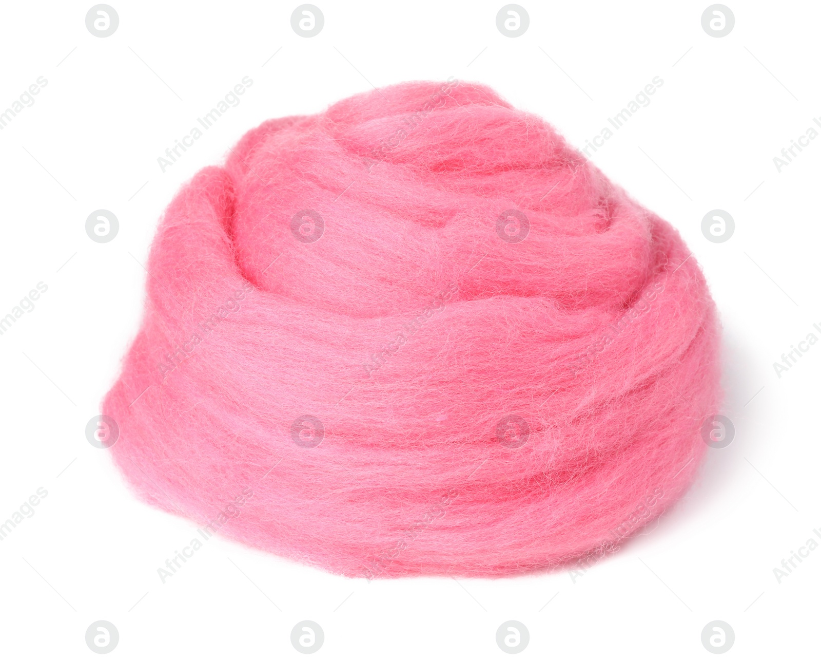 Photo of One pink felting wool isolated on white