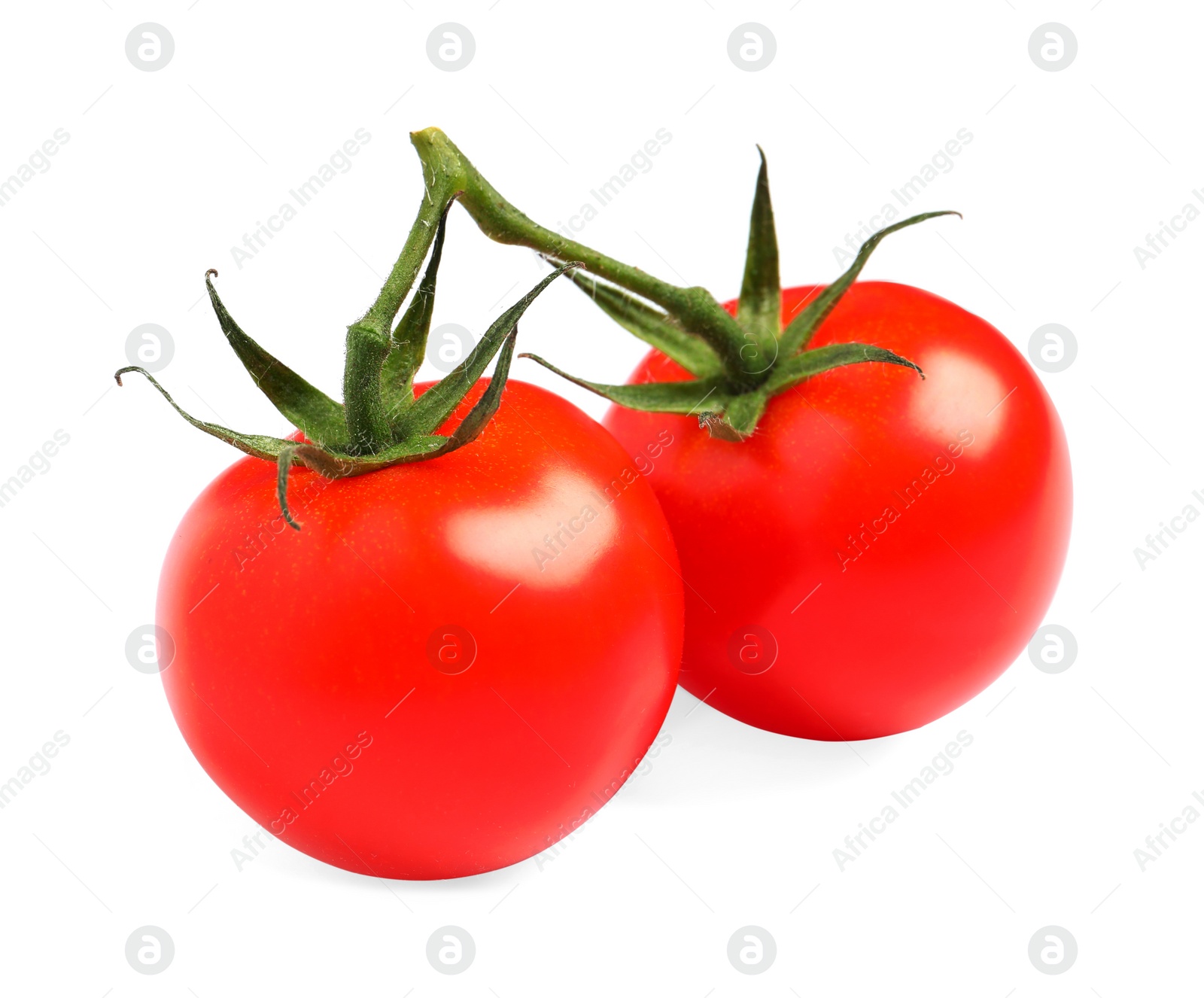 Photo of Fresh organic cherry tomatoes isolated on white