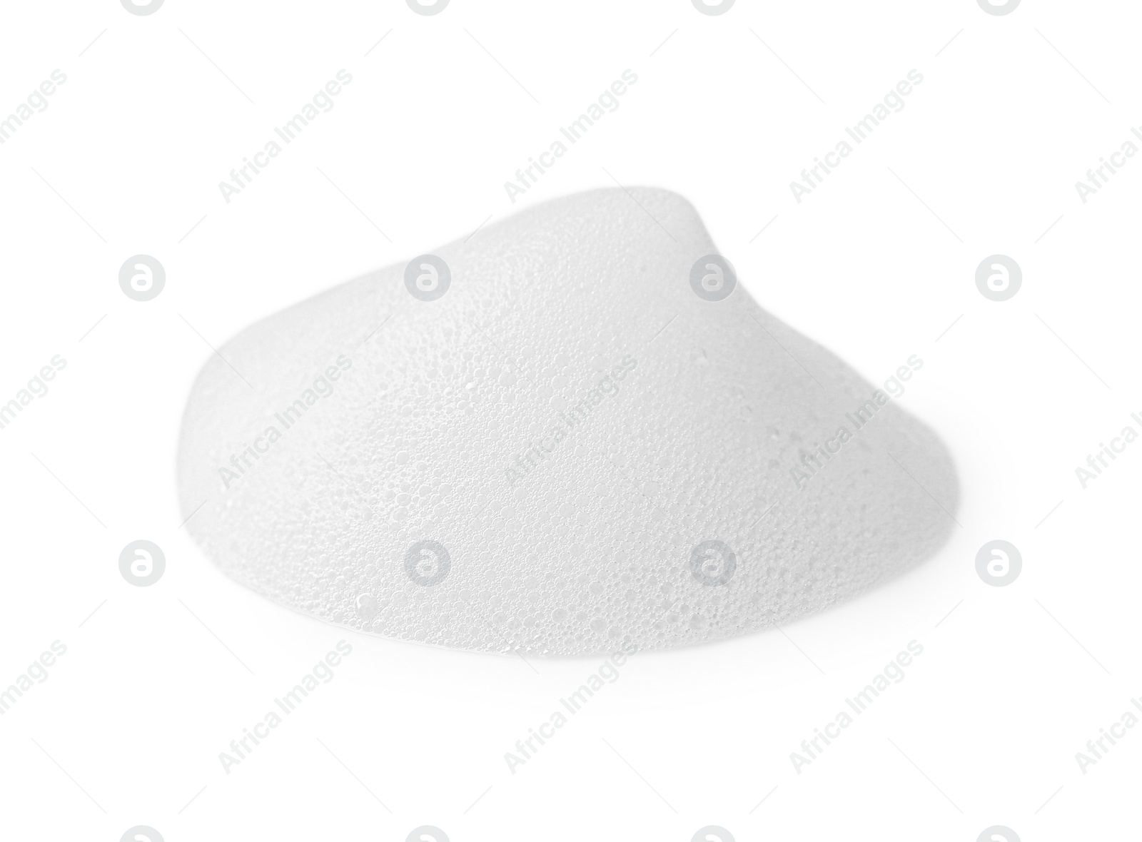 Photo of Foam on white background. Face cleanser, skin care cosmetic