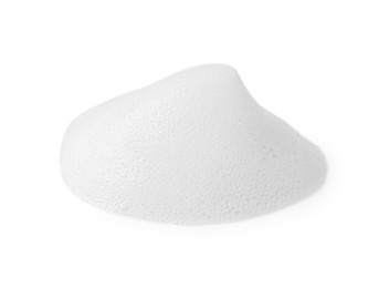 Photo of Foam on white background. Face cleanser, skin care cosmetic