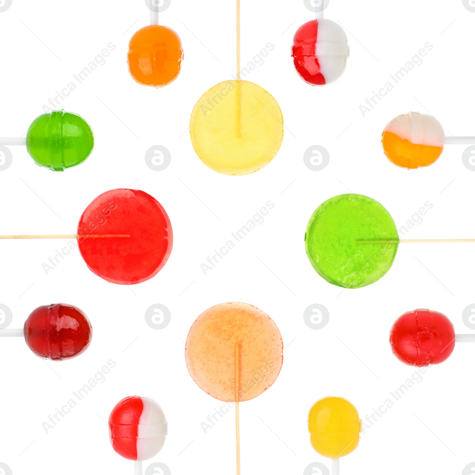 Image of Set of delicious candies on white background