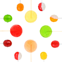 Image of Set of delicious candies on white background