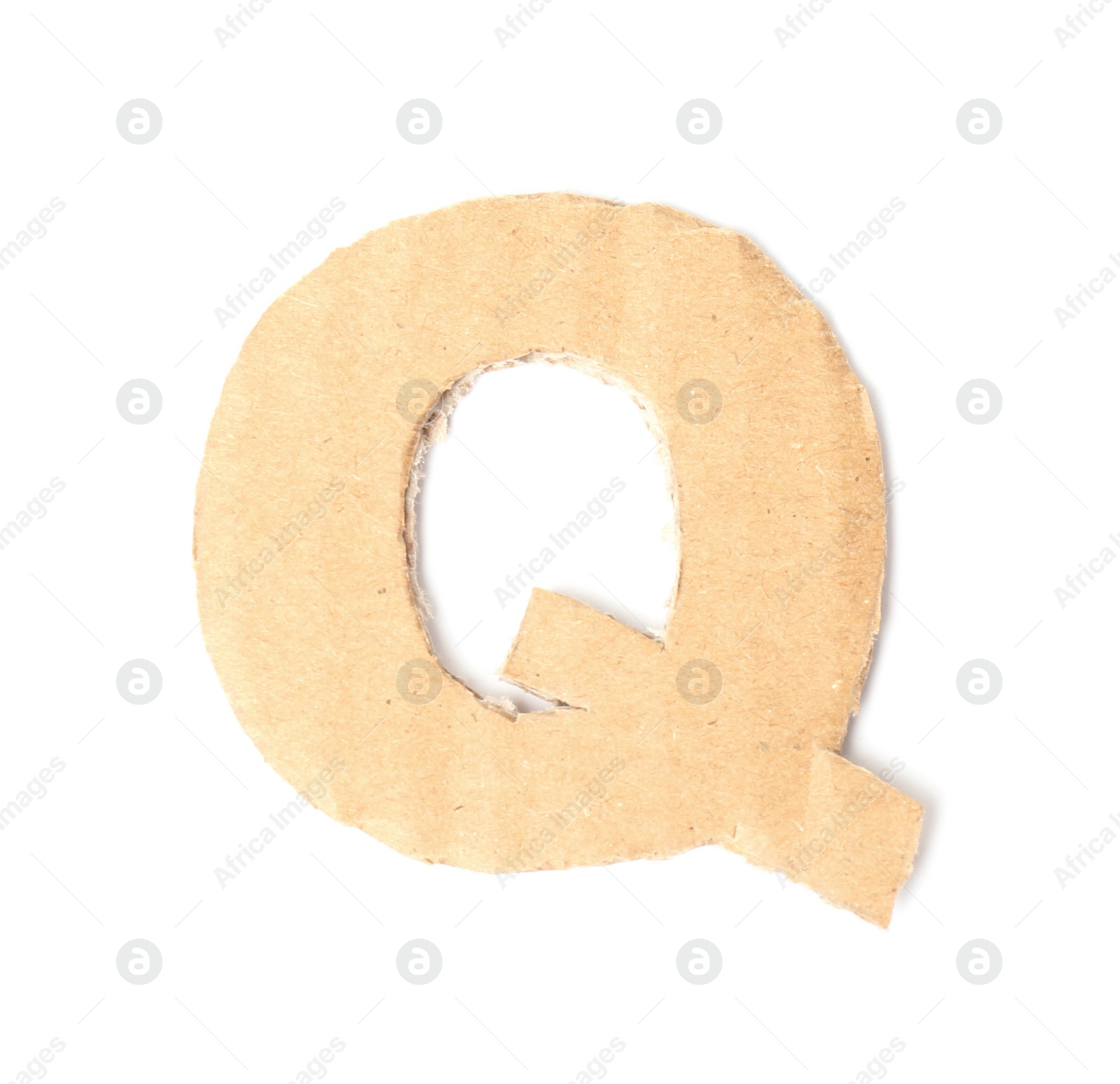 Photo of Letter Q made of cardboard on white background