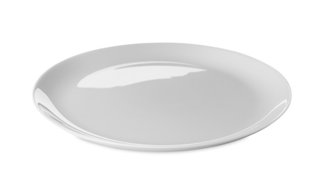 New ceramic plate isolated on white. Tableware