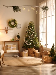 Photo of Beautiful living room interior decorated for Christmas