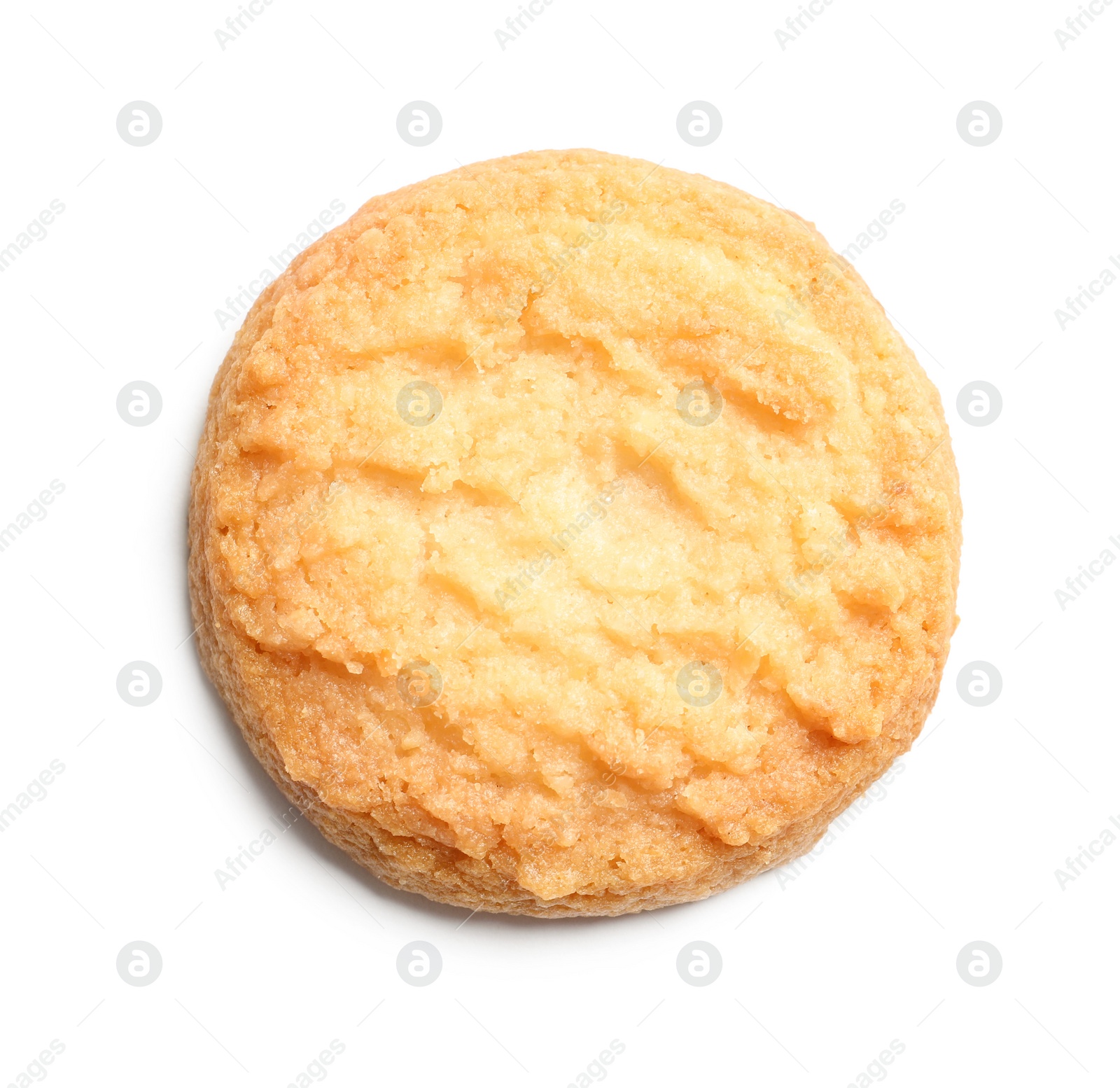 Photo of Tasty Danish butter cookie isolated on white, top view