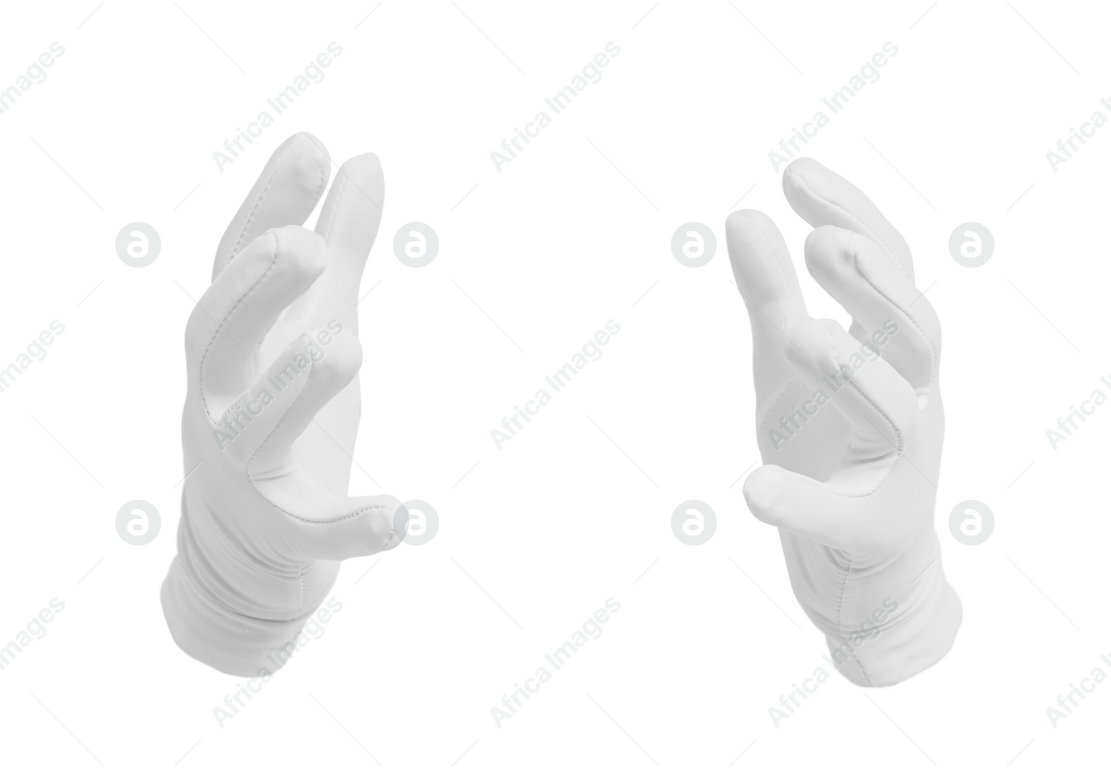 Photo of Magician holding something on white background, closeup