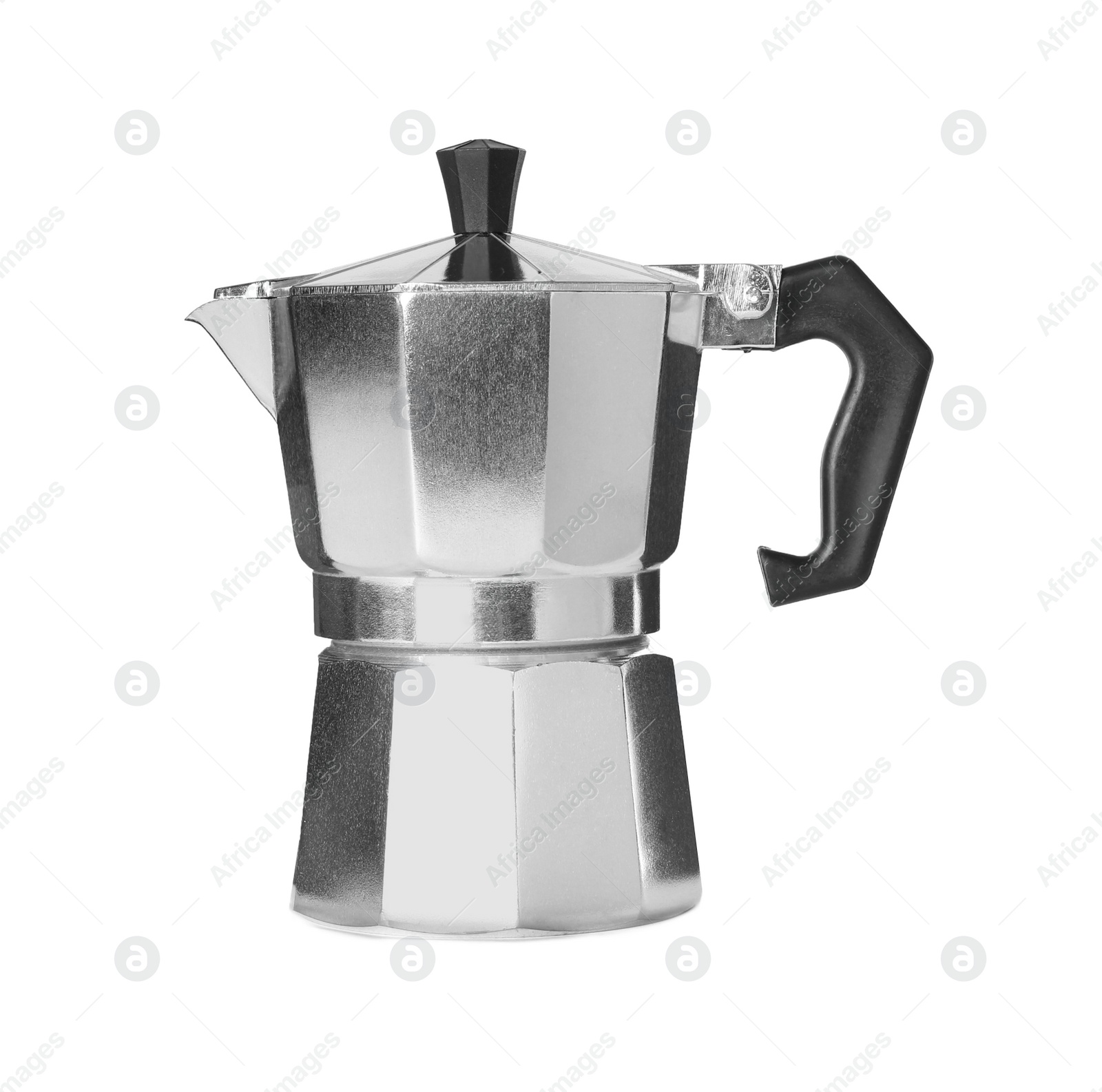 Photo of Modern geyser coffee maker isolated on white