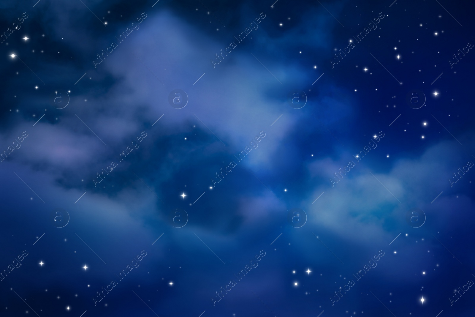 Image of Beautiful view of starry sky with clouds at night 