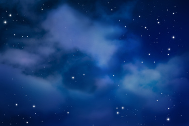 Image of Beautiful view of starry sky with clouds at night 