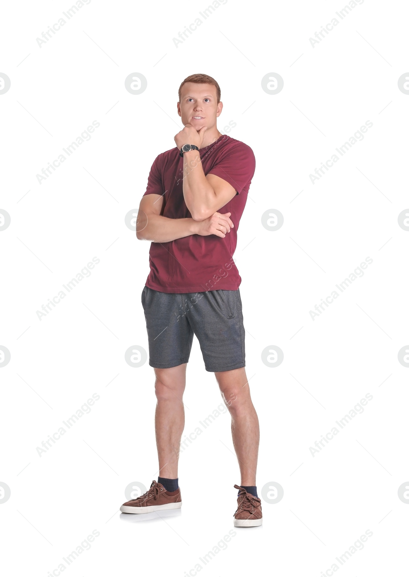 Photo of Handsome young man on white background