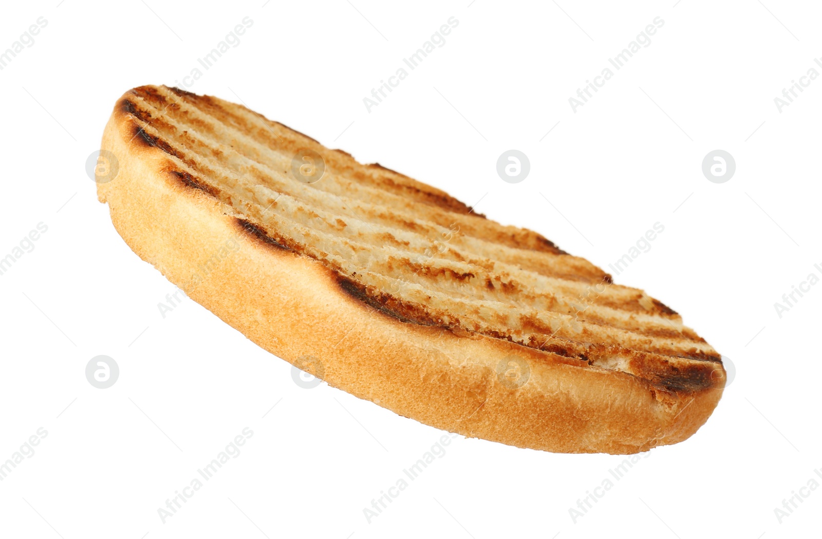 Photo of Half of grilled burger bun isolated on white