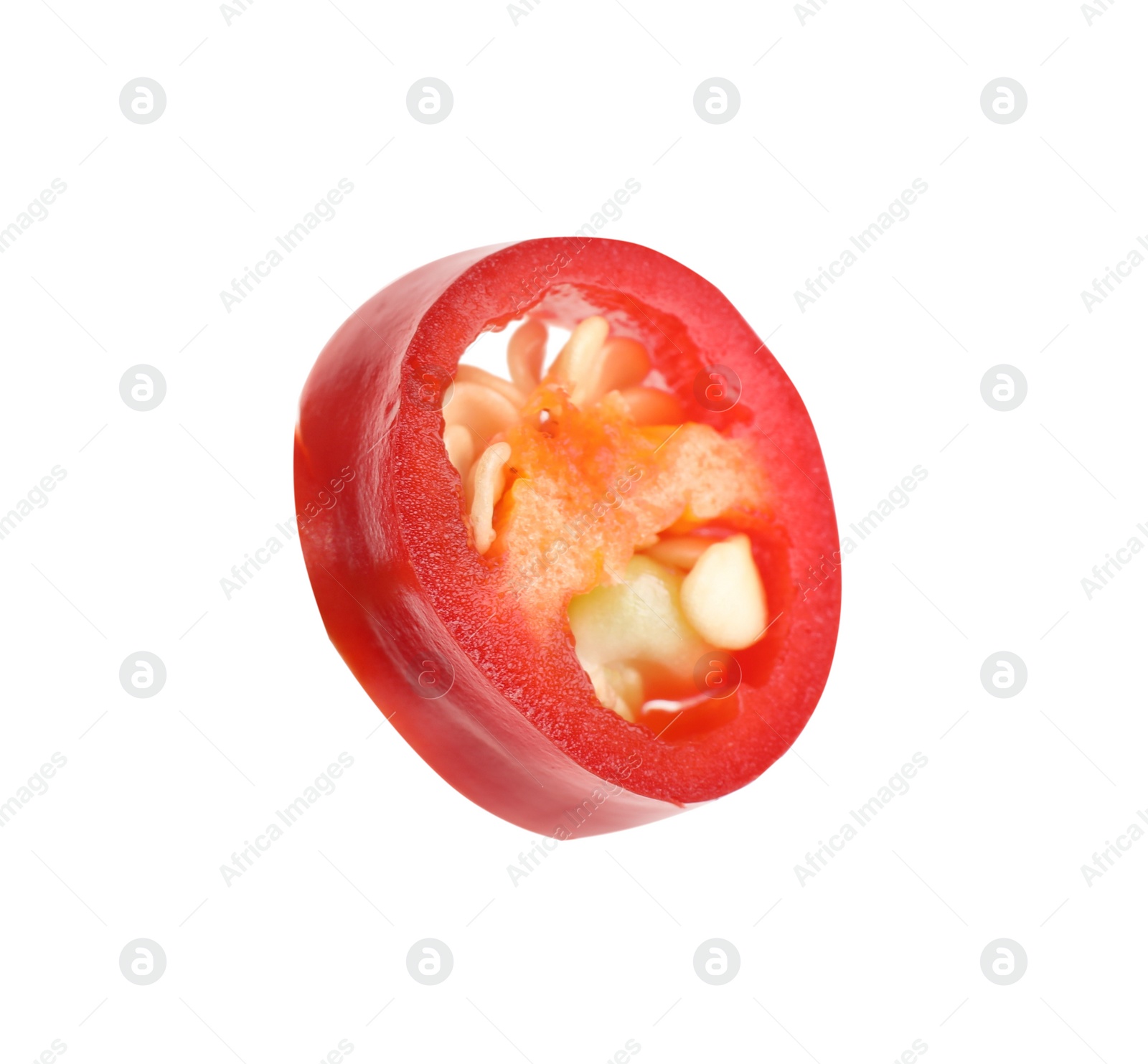 Photo of Piece of red hot chili pepper isolated on white