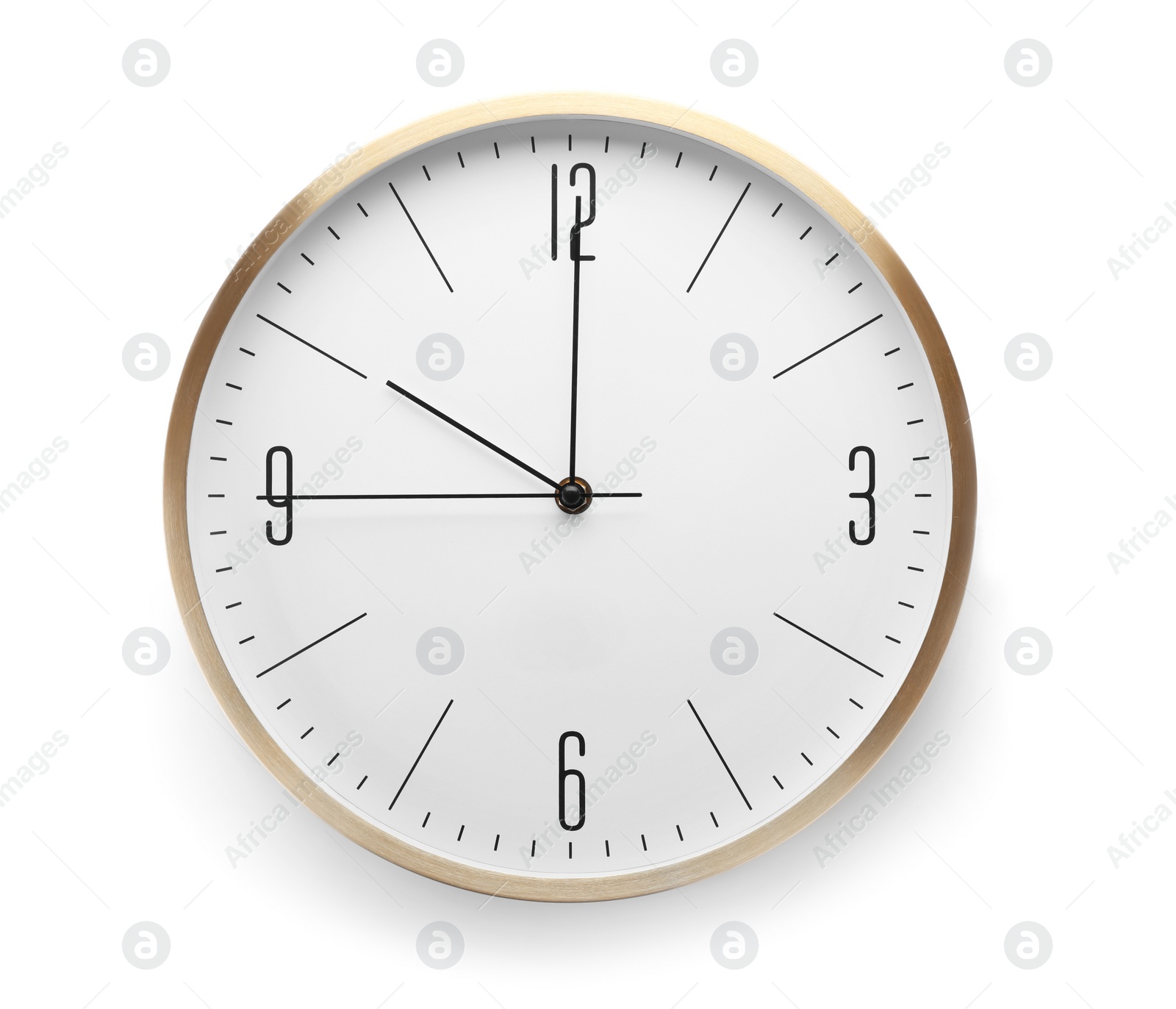 Photo of Modern clock on white background. Time management