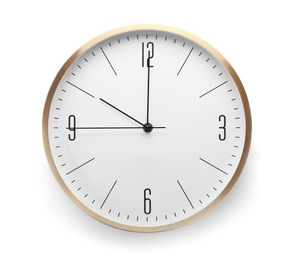 Modern clock on white background. Time management