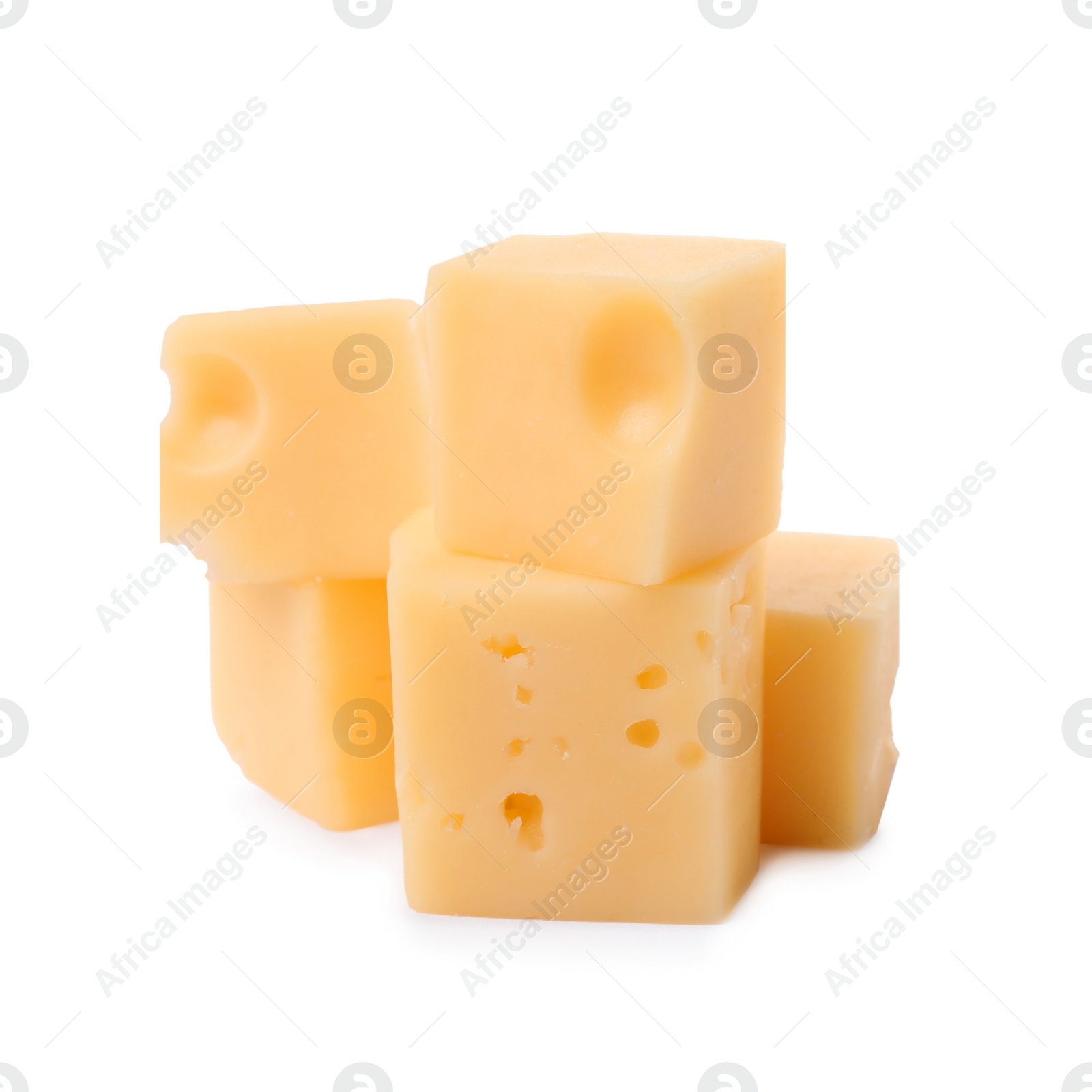 Photo of Piece of delicious cheese isolated on white