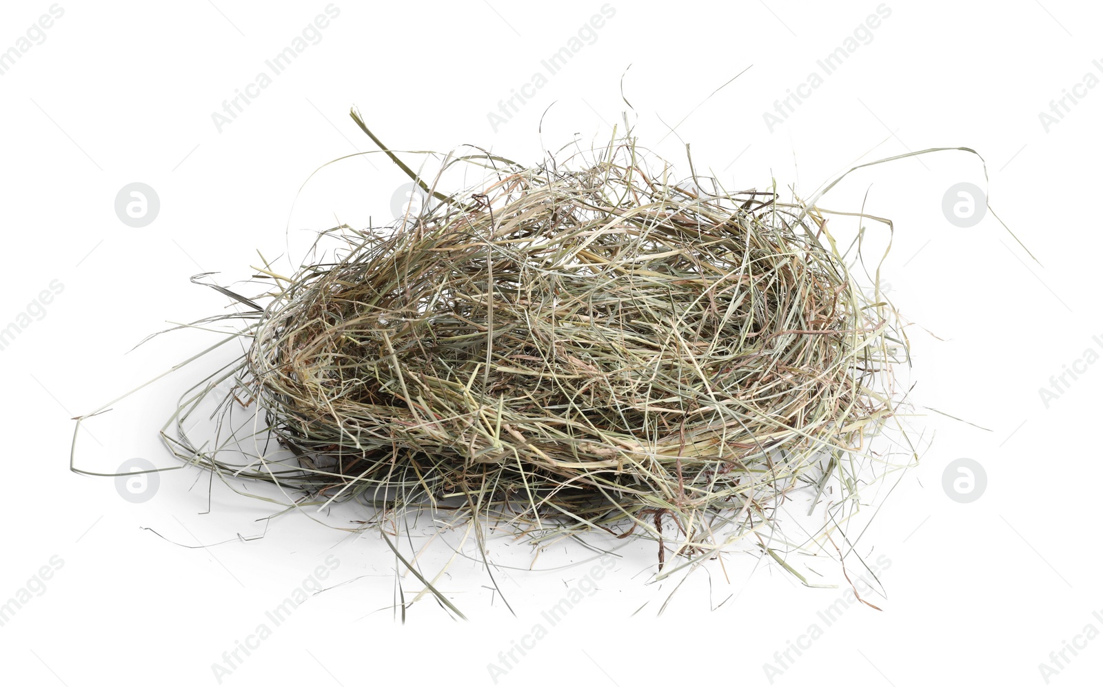 Photo of Dried hay isolated on white. Livestock feed