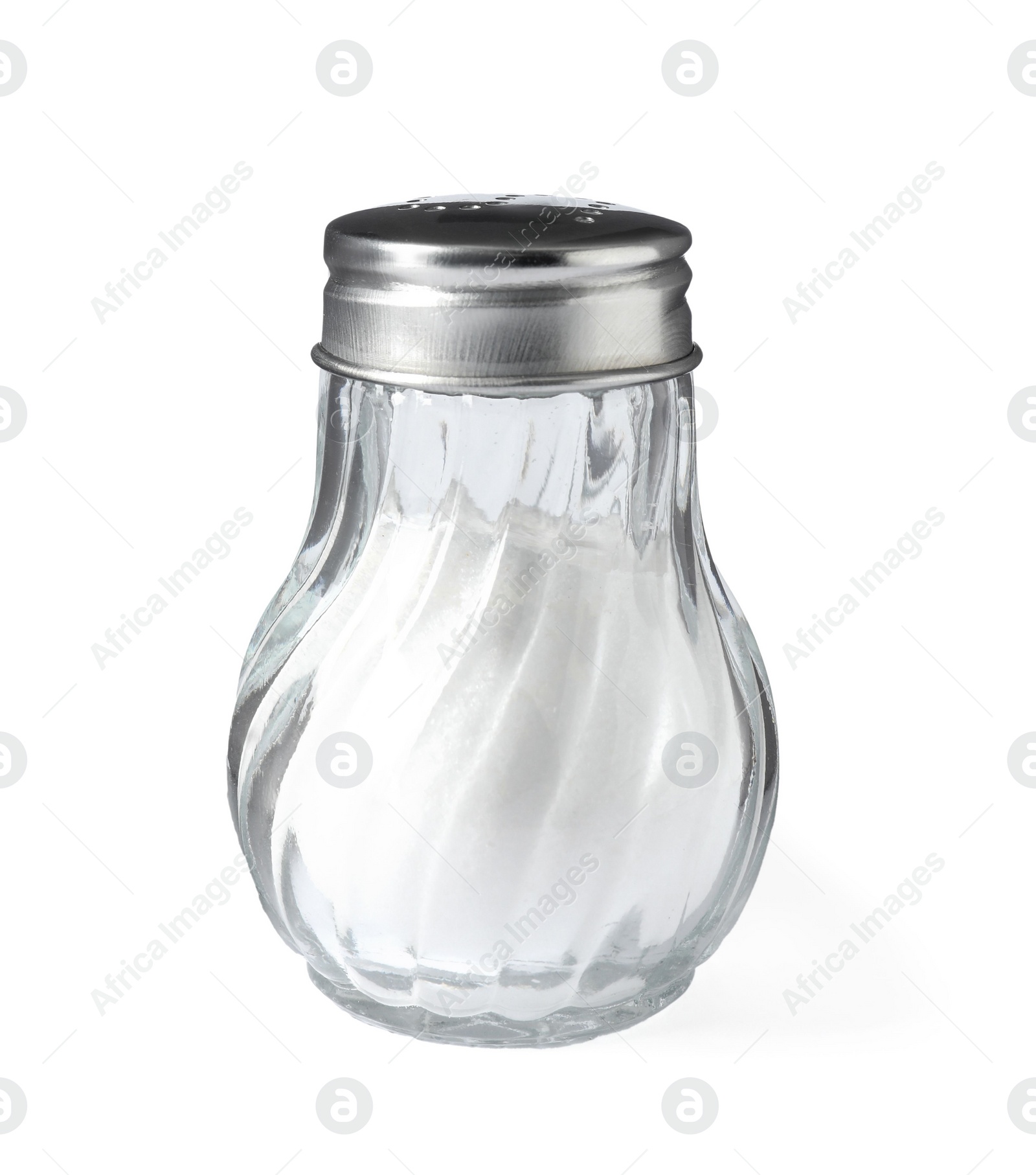 Photo of Salt shaker isolated on white. Kitchen utensil